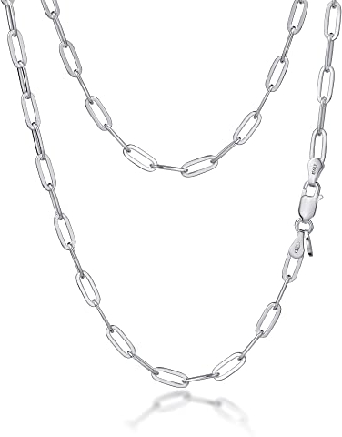 Amberta Damen Büroklammer Halskette aus 925 Sterling Silber: 3.6 mm 45 cm/18 inch