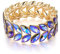 EVER FAITH Stretch Armband Art Deco Handgelenk Schmuck für Abschlussball geschichtetes Marquise-Kristall Blatt elastisches für Damen Schillerndes Lila Gold-Ton