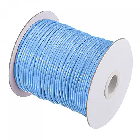 sourcing map Cordoncino in poliestere cerato da 2 mm, 78 m, per realizzare gioielli, bracciali, collane, tessitura, azzurro