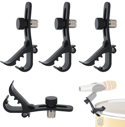 Drum Microphone Clip, 4Pcs Clip per Batteria per Microfono a Tamburo Morsetti Supporto per Tamburo per Microfono Antiurto Accessori per Microfoni per Bordo Tamburo