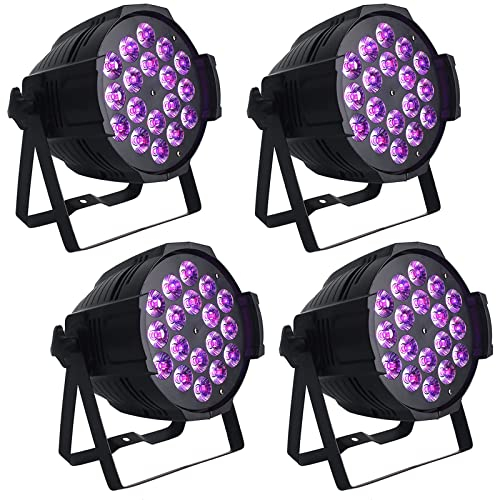 U`King 4PCS Faro Par 18 x 15W LED Luce da Palcoscenico 4 in 1 RGBW Par LED per Illuminazione Palcoscenico con DMX512 e 8 Canali per Feste, Discoteca, Matrimonio, Natale