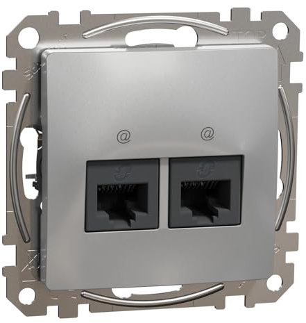 Schneider SDD113462, double prise RJ45 Connect, Cat6 Utp Aluminium (EAN 3606481466822)