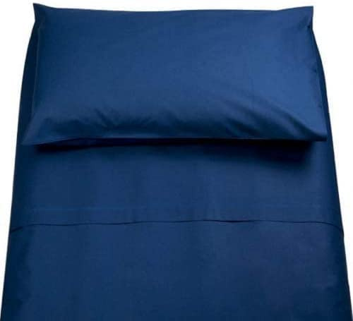 Lingerie Shop Set Lenzuola Letto Singolo Cotone Sotto Sopra + Federa Vari Colori Tinta Unita (Blu Scuro, Singolo)