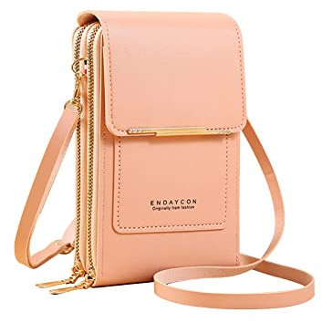 PORRASSO Handy Umhängetasche Touchscreen Crossbody Kleine Handytasche Mädchen Schultertasche PU Wasserdicht Crossbody Bag für Dating Einkaufen Reise Rosa