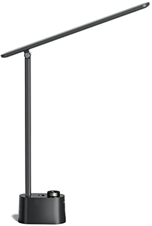 HONEYWELL lampara escritorio con puerto de carga USB - Escritorio LED flexo regulable para el cuidado de los ojos para la oficina en casa, lámpara de mesa pequeña portátil plegable trabajar, HWT-H01