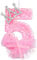LUTER Birthday Number Candles, 2.95 Inch Crown Bow Mesh Candle Glitter Pink Number Candles Cake Topper Birthday Candles with Sequins for Anniversary Celebrations Supplies (Number 5) A24208-17