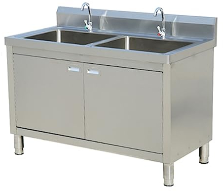 Freistehender Spülenschrank Aus Edelstahl Für Die Küche, Spülenschrank Mit Integrierter Stahlspüle, Wäschespülenschrank Mit Wasserhahn, Integrierter Spülenschrank(39in/100cm)