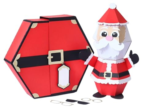 Weihnachtskarten Weihnachten Pop Up Grußkarten Weihnachtsmann Design mit drei Gläsern Handgemachte Überraschungsbox Wunschkarten für Weihnachten Jubiläum Geburtstag Jahr