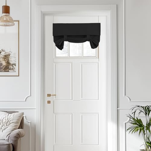 Vatge Thermal Insulated Blackout Curtains for Glass Doors and Windows, for Home, Office, 1 Panel, W26 x L7.9 Inch, Black
