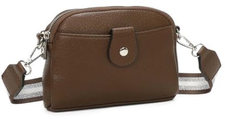 OBC Damen Tasche Crossbody Umhängetasche Bodybag Gürteltasche Schultertasche Brusttasche Handytasche Crossover Handtasche Abendtasche Kunstleder Schokobraun