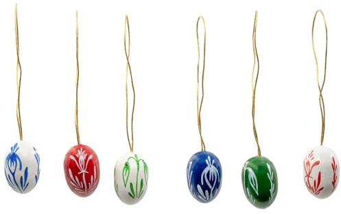 Figurenland Uhlig | Hochwertige Ostereier | Handbemalt & Einzigartig - Meisterwerke aus dem Erzgebirge | Osterschmuck Osterstrauch | zum aufhängen | 2.2 cm | 6 Stück | mit Blumenmotiv hell