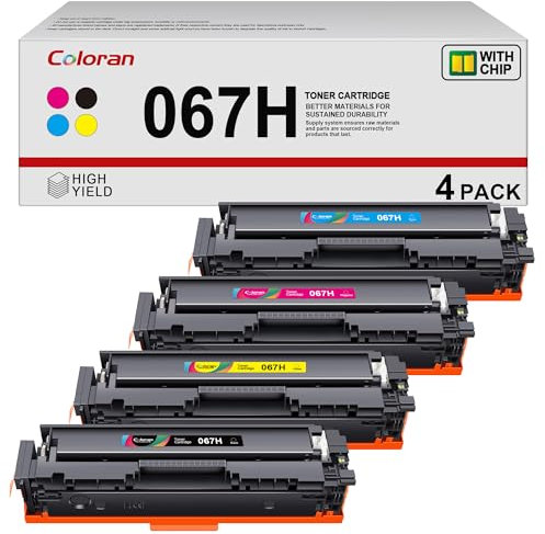 Coloran 067H CRG-067H Toner Set Kompatibel für Canon 067 067H Color i-SENSYS MF657cdw MF656cdw MF655cdw MF654cdw MF653cdw MF651cw LBP633cdw LBP632cdw LBP631cdw (4er-Pack, Schwarz Cyan Gelb Magenta)