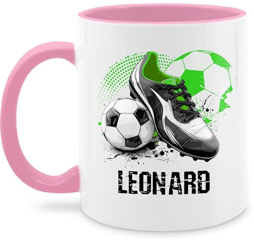 Tasse Tassen 325ml - Personalisiertes Fußballgeschenk mit Namen | Geschenke für Fußballfans | Weihnachtsgeschenke Fußball - 325 ml - Rosa - fussballgeschenke junge fussballtasse fussball