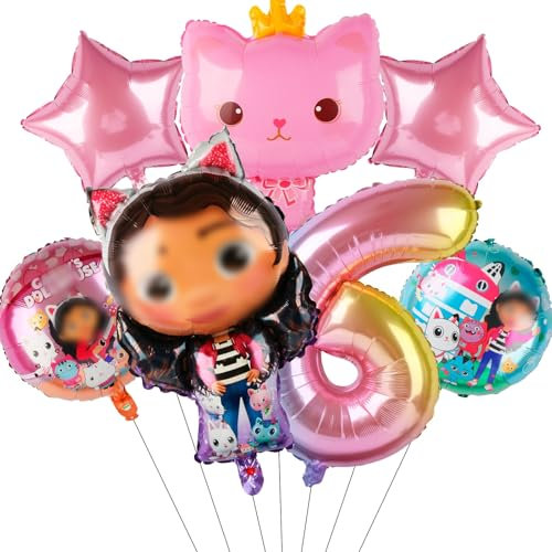 Geburtstag Folienballon Rosa Party Dekoration - 6 Jahre, 7 Stück Luftballons für Kindergeburtstag - Mädchen Deko Set Kinder