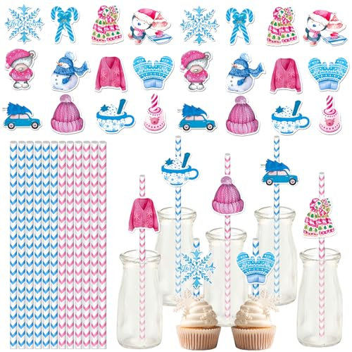 24pcs Christmas Straws Xmas Paper Straws,Christmas Drink Accessories Snowman Bear Pattern Cocktail Straws Juice Coffee Cold Drinking Straws for Restaurant Home Bar Christmas Party Drink Decorations