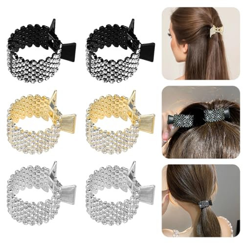 ZFOEFO Lot de 6 Pince à Queue de Cheval Haute pour Femme, Pinces à Cheveux Mode Pince pour Queue de Cheval Strass Queue de Cheval Boucle Pince à Cheveux Femme pour Femmes Queule de Cheval