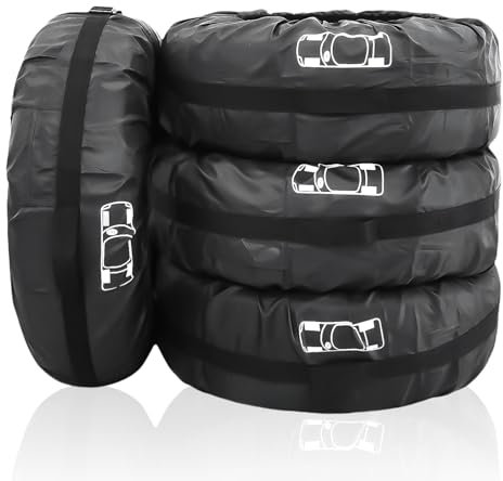 GOMETY 4 Stück Reifentaschen Set, 18-23 Zoll Reifenschutzhülle Reifenaufbewahrung Waterproof Staubdicht Reifenbezug Reifensäcke für Sauberer Transport und Lagerung Schwarz (Durchmesser 80 cm/31in)