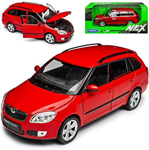 Welly Skod. Fabia 2 II Kombi Rot Typ 5J Ab 2007 1/24 Modell Auto