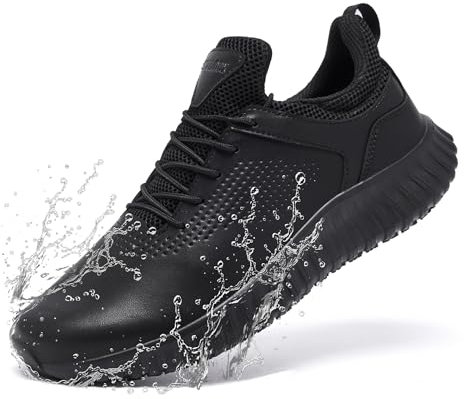 SHULOOK Kochschuhe Herren rutschfeste Schuhe Küche Wasserfeste Schuhe Outdoor Gastro Kellner Leicht Bequeme Sneaker Ohne Stahlkappe Schwarz EU 44