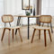 Ya-Home Chaise de Salle à Manger Lot de 2 Vintage Chaise Cuisine avec Dossier en Rotin, Pieds en Bois, Fauteuil de Dîner Rétro pour Cuisine, Beige