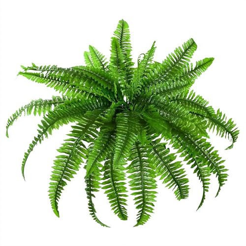 LZYWOD Helechos artificiales grandes para exteriores, helechos Boston sintéticos para macetas del hogar y la oficina, plantas decorativas de bajo mantenimiento para exteriores