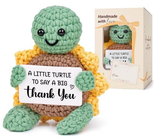 Thank You Gift for Women Men, Handmade Crochet Turtle Gratitude Ornament, Small Thank You Presents for Teachers Colleagues Mentors Nurses Employees Friends, Appreciation Gifts Keepsake Decor