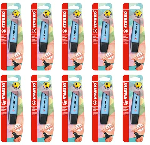 STABILO - Textmarker - BOSS ORIGINAL Pastel | 10er Pack, himmlisches Blau, Blister