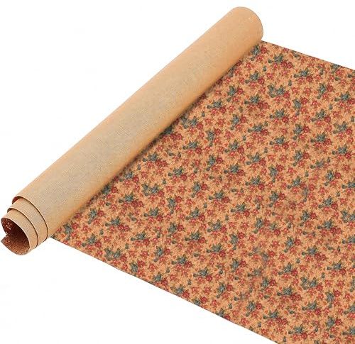 Trimming Shop Rustikaler Korkstoff mit Blumendruck, 50 cm x 137 cm, 180 g/m², leichtes Naturkorkfurnier zum Basteln, Nähen, Buchumschlägen, Polster und nachhaltige Dekoration