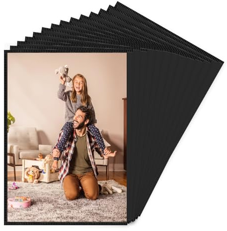 14 Pack Magnetic Photo Frames, 6x4 Inch Self‑Adhesive Fridge | Magnet Picture Frames, PVC Photo Holders for Photos, Postcards, Notices & Certificates, Black