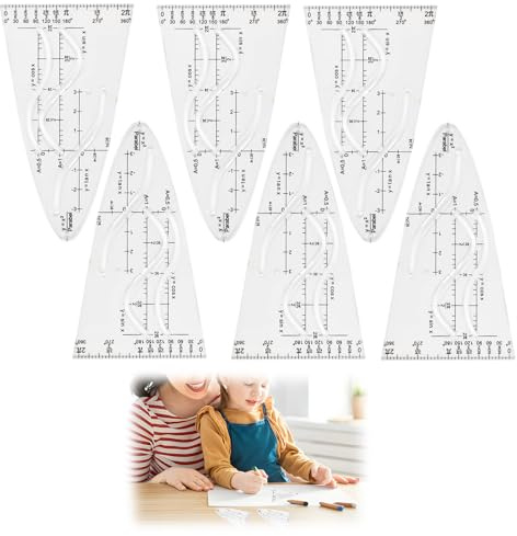 6 PCS Parabelschablone Mathe, Transparente Parabel Lineal Schablonen für Cosinus, Normalparabel Schablone, Kurvenlineal für Geometrie & Zeichnen, Parabelschablone Mathematik für Schule & Studium