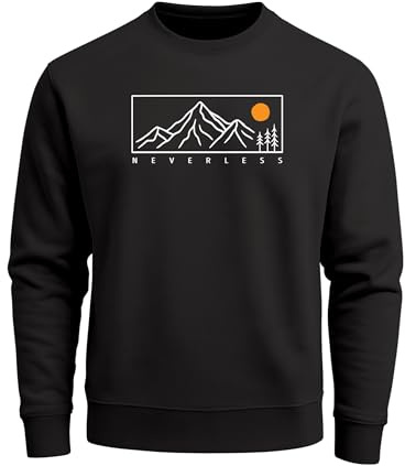 Neverless® Sweatshirt Herren Frontprint Naturmotiv Berge Pullover mit Outdoor Print Fashion Streetwear Männer