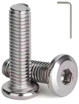 M3 x 6 mm (paquete de 50) tornillos métricos de cabeza plana hexagonal, acero inoxidable 304 18-8, accionamiento hexagonal, acabado brillante, rosca totalmente a máquina