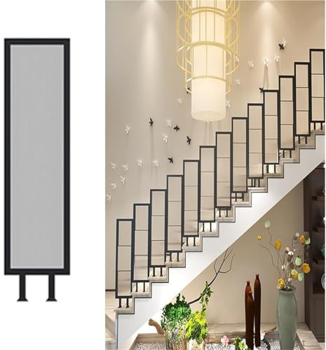 treppe handlauf Treppengeländer for den Innenbereich, U-förmiges Geländer, seitlich montierter Handlauf aus Metall mit Glas for Villen, Balkone, Flure, Wohnungen, Schwarz geländer(90cm)