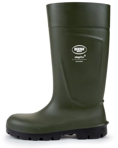 Botas de Seguridad para Hombres, Puntera de Acero y Suela de Seguridad para la Agricultura, Ligeras, de Gran Comodidad, Antideslizante, Resistente al Productos de Limpieza, Verde, EU 47