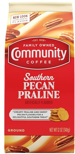 Community Coffee Southern Pecan Praline Flavored 12 Ounce, Medium Roast Ground, 12 Ounce (Pack of 1)