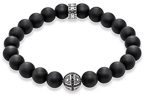Thomas Sabo Herren Armband Rebel at Heart Obsidian Schwarz 925 Sterling Silber A1355-705-11