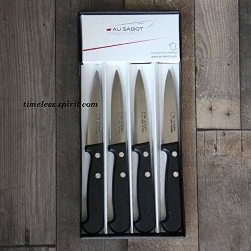 AU SABOT Coffret de 4 Couteaux d'Office ABS Lame 8cm Made in France. Compatible Lave-Vaisselle