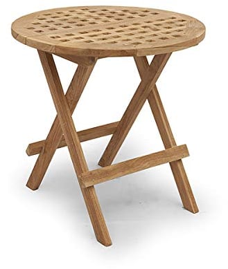 Antike Fundgrube Kleiner Gartentisch klappbar aus Teakholz massiv | Klapptisch Beistelltisch runder Tisch | 50x50 cm (2691)