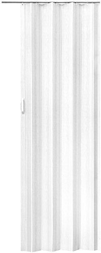 tectake® Internal Folding Door, 80 x 203 cm, Water-Resistant & Durable PVC, Foldable Sliding Door with Magnetic Closure & Handles, Space-Saving Concertina Door Suitable as Room Divider - White