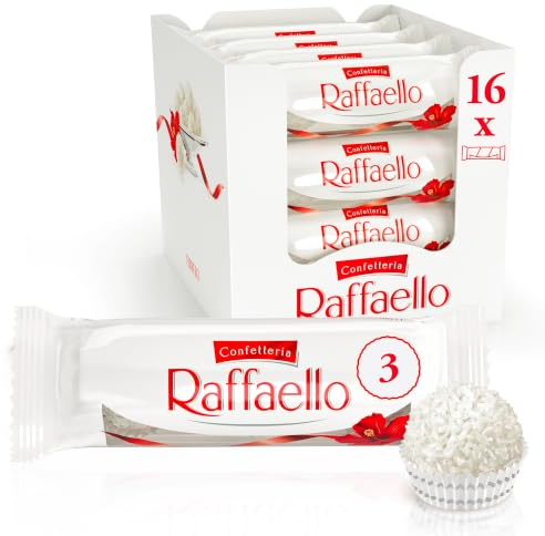 Ferrero Raffaello Pralines, Box of 16 x 3, 48 Pralines | Coconut Speciality with Coconut Filling and a Whole Almond, Great Thank You Teacher Chocolate Gift