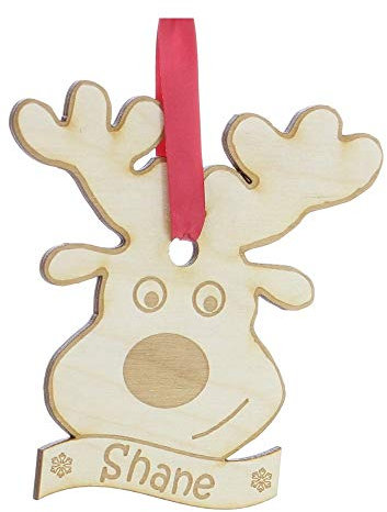 Personalised Wooden Reindeer Christmas Tree Decoration