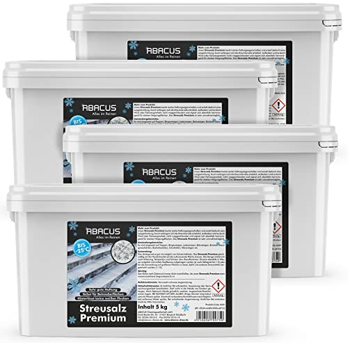 ABACUS® Hapco 4er Set (4 x 5 kg) - Auftaumittel mit Langzeitwirkung - Schnee- und Eis weg - Auftaugranulat - Calciumchlorid Streugut Streusalz Auftaugranulat (7090)
