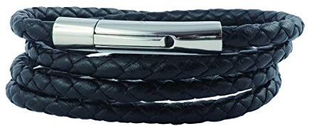 König Design Lederkette 6mm Herren Halskette schwarz 60cm lang mit Verschluss Leder geflochten