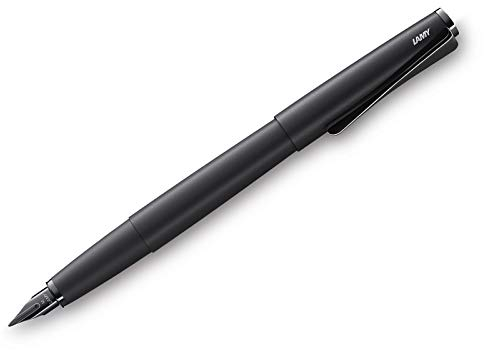 LAMY studio Füllhalter 066 - Füller aus rostfreiem Edelstahl, in schwarzem Softlack-Finish mit einem außergewöhnlichen propellerförmigen Clip – Federstärke M