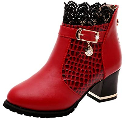 Stivali Donna Invernali Stivali Donna con Tacco Stivali Donna Texani Stivaletti Donna Neri Stivali Donna Pioggia Stivali Uomo Militari Scarpe Donna (38 EU,Rosso)