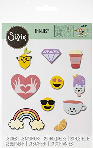 Sizzix 613268, Mehrfarben, Einheitsgröße Thinlits Stanzschablonen 23 Stk 664365 Frühlingsemojis