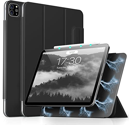 kenke Schutzhülle für iPad Pro 27.9 cm (11 Zoll) 2020 & 2018, automatische Sleep/Wake-Funktion für iPad Pro 27.9 cm (11 Zoll) 2. Generation [unterstützt Apple Pencil Paar & Aufladung], schwarz