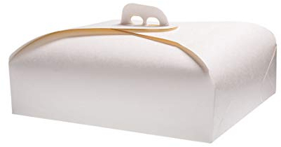 MAQA 25 pezzi Scatola per torta rettangolare in cartone bianco con maniglia, Porta dolci, pasticcini biscotti per asporto 31x42 cm