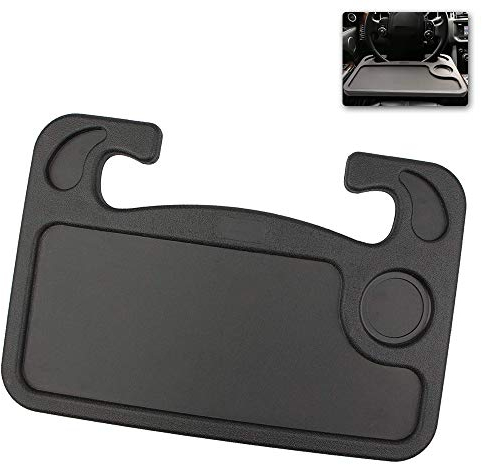 Ygapuzi Car Steering Wheel Desk Hook on Steering Wheel Tray, Portable Food Table Laptop and Writing Desk for Drivers, Commuters, Truckers, Fits for Most Vehicles (Black)