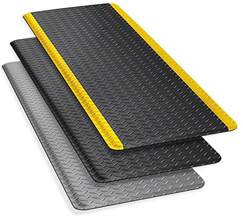Floordirekt Anti-Ermüdungsmatte Heavy-Duty 90 x 150 cm, Diamond, Schwarz - Für Steharbeitsplätze - Ergonomische Arbeitsplatzmatte für mehr Komfort beim Stehen & Laufen - rutschfest & langlebig